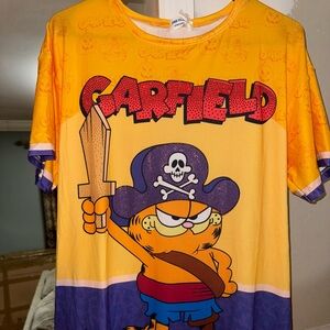 Orange Pirate Garfield shirt, tunic with bling shiny sequins